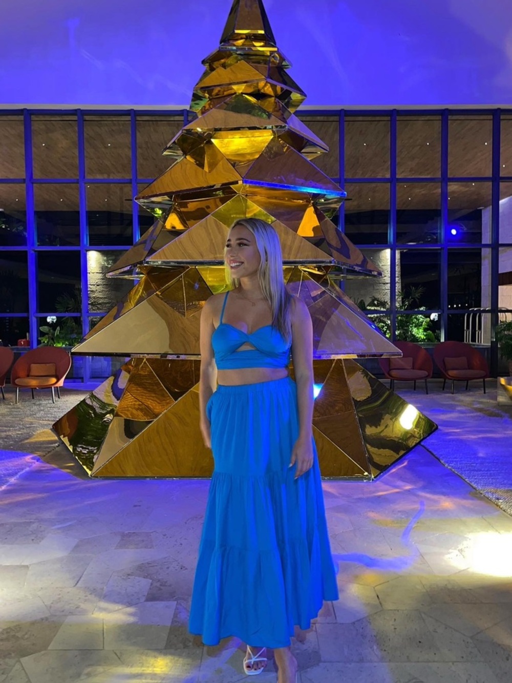 Princess Polly Electric Blue Tiered Maxi Skirt